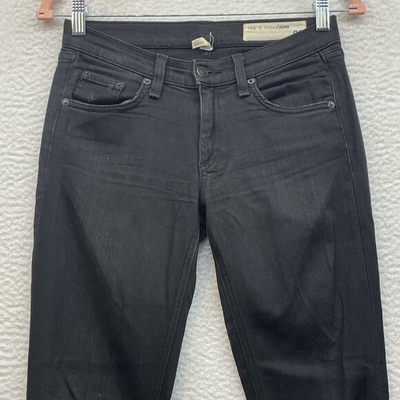Rag and Bone Jeans Womens 25 Black Soft Rock Skinny Distressed Low Rise USA - Picture 4 of 12